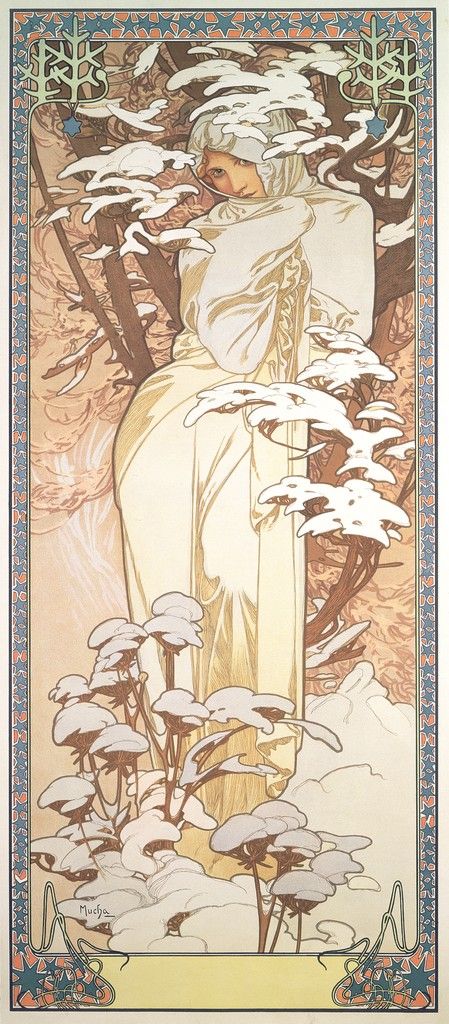 Les Saisons : Hiver - Mucha - Reproductions de tableaux et peintures haut de gamme