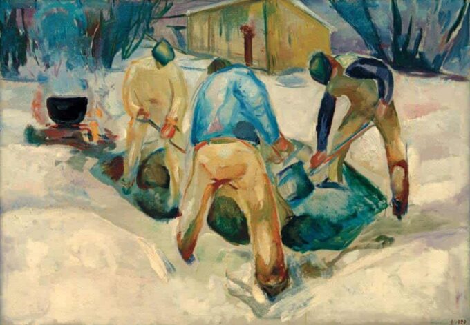 Workers on the Road in the Snow - Edvard Munch