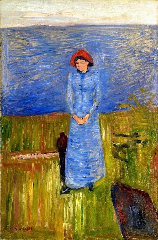 Woman with a Red Hat by the Fjord - Edvard Munch