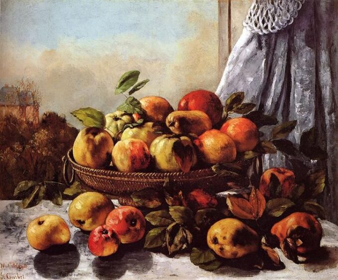 Fruits dans un panier - Gustave Courbet - Reproductions de tableaux et peintures haut de gamme