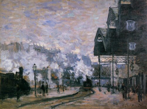 La Gare Saint-Lazare, vue extérieure - Claude Monet - Reproductions de tableaux et peintures haut de gamme