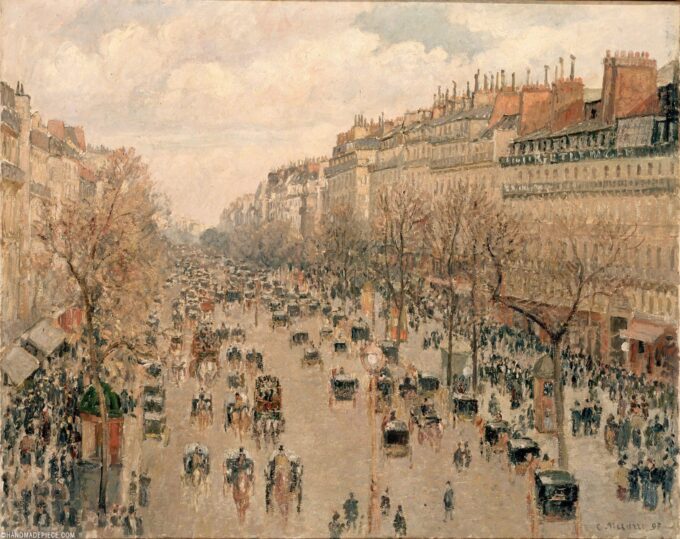 Boulevard Montmartre, Afternoon Sun - Camille Pissarro