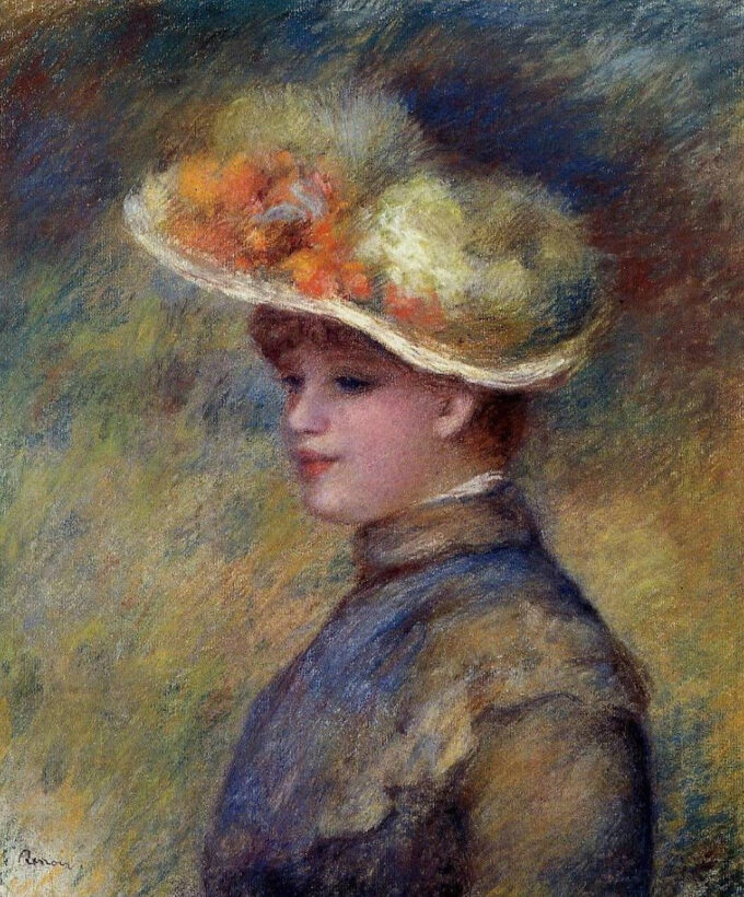 Young Woman with a Hat - Pierre-Auguste Renoir