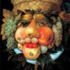 Tête réversible avec panier de fruits - Arcimboldo - Reproductions de tableaux et peintures haut de gamme