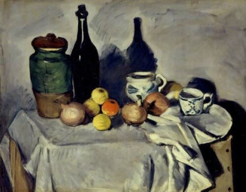 Nature morte avec des fruits et la vaisselle - Paul Cézanne - Reproductions de tableaux et peintures haut de gamme