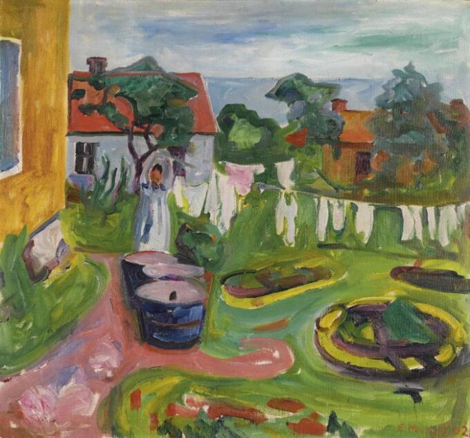 Vêtements sur une ligne à Asgardstrand - Edvard Munch - Reproductions de tableaux et peintures haut de gamme