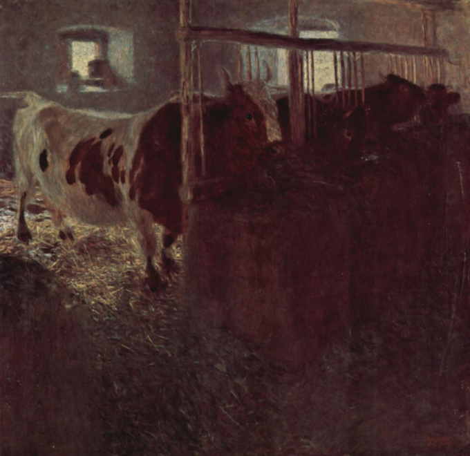 Cows in the Stable - Gustav Klimt