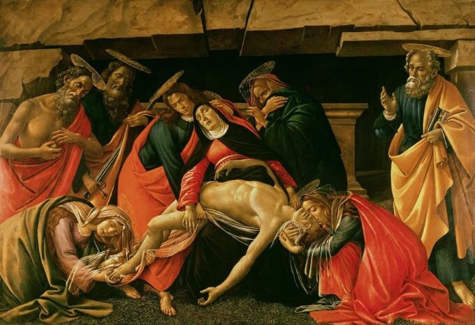 Lamentation du Christ. c.1490 - Sandro Botticelli - Reproductions de tableaux et peintures haut de gamme