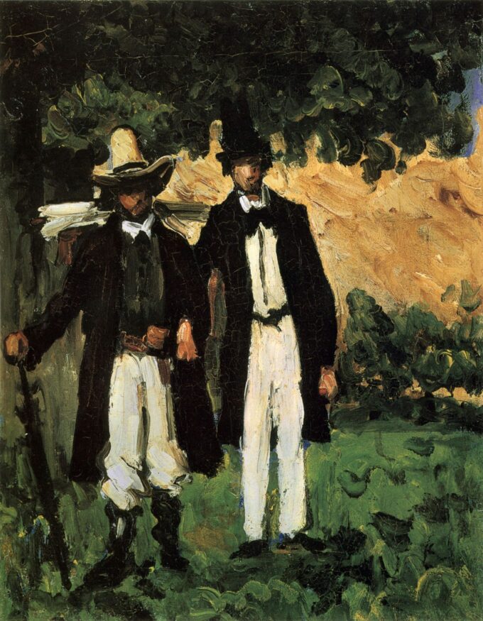 Marion and Valabregue posing for a photo - Paul Cézanne Oil Painting Reproduction