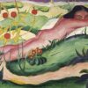 Nu couché dans les fleurs - Franz Marc - Reproductions de tableaux et peintures haut de gamme