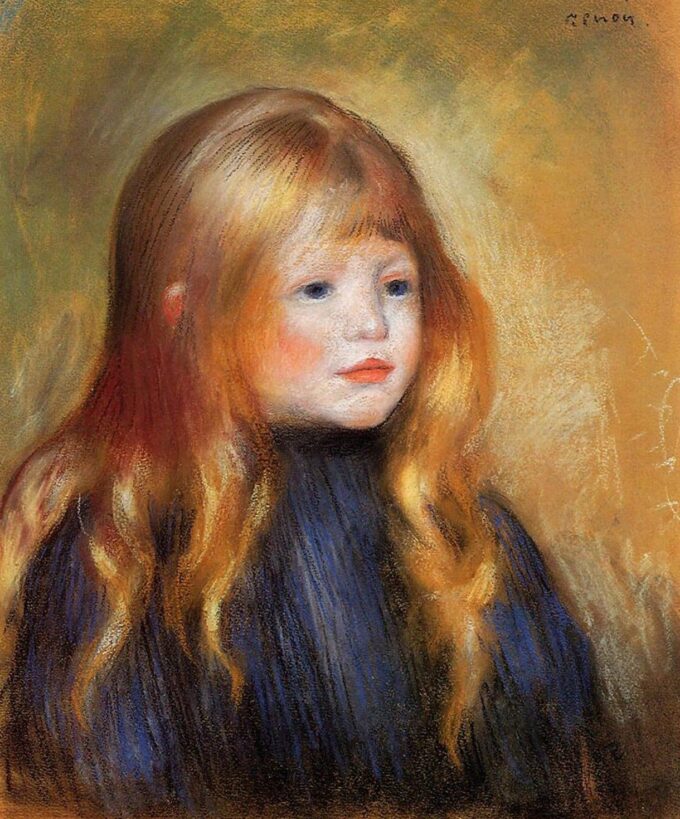 La tête d'un enfant - Pierre-Auguste Renoir - Reproductions de tableaux et peintures haut de gamme