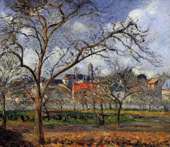 On the Orchard at Pontoise in Winter - Camille Pissarro