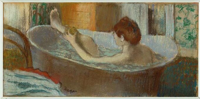 Woman in her bath sponging her leg - Edgar Degas