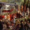 Procession du Corpus Christi à Hofgastein - Adolph von Menzel - Reproductions de tableaux et peintures haut de gamme