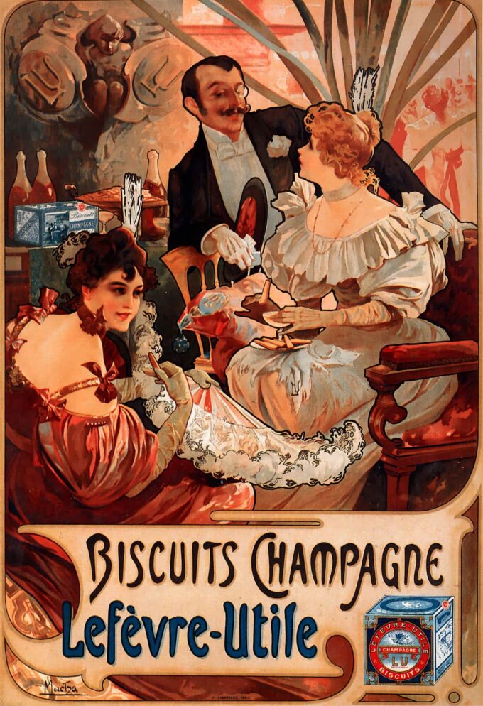 Biscuits Champagne Lefèvre Utile - Mucha - Reproductions de tableaux et peintures haut de gamme