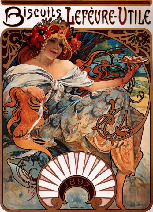 Biscuits Lefèvre-Utile - Mucha - Reproductions de tableaux et peintures haut de gamme