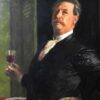 Autoportrait avec le verre à vin - Arnold Böcklin - Reproductions de tableaux et peintures haut de gamme