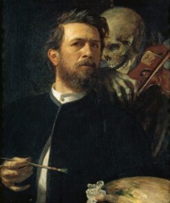 Autoportrait avec la Mort en train de tripoter - Arnold Böcklin - Reproductions de tableaux et peintures haut de gamme