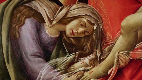 Lamentation du Christ, détail de Marie-Madeleine et des pieds du Christ - Sandro Botticelli - Reproductions de tableaux et peintures haut de gamme