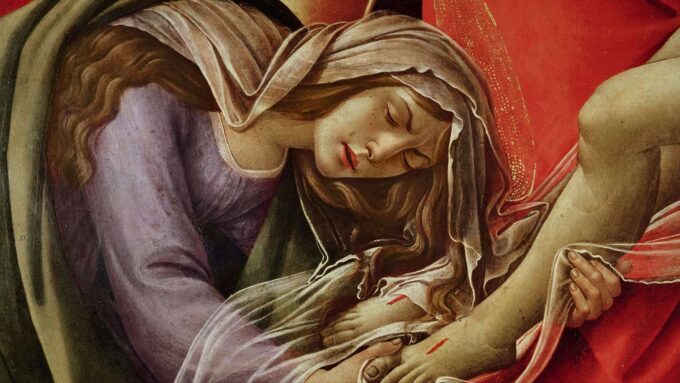 Lamentation of Christ, detail of Mary Magdalene and the feet of Christ - Sandro Botticelli