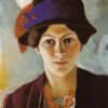 Portrait de la femme de l'artiste avec un chapeau - August Macke - Reproductions de tableaux et peintures haut de gamme