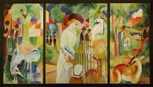 Triptyque : Grand jardin zoologique - August Macke - Reproductions de tableaux et peintures haut de gamme