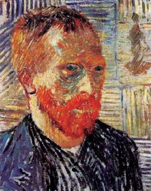 Autoportrait avec une estampe japonaise - Van Gogh - Reproductions de tableaux et peintures haut de gamme