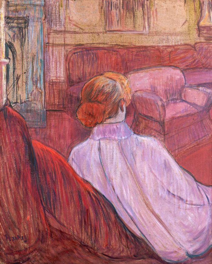 Woman sitting on a bench in an arena - Toulouse Lautrec