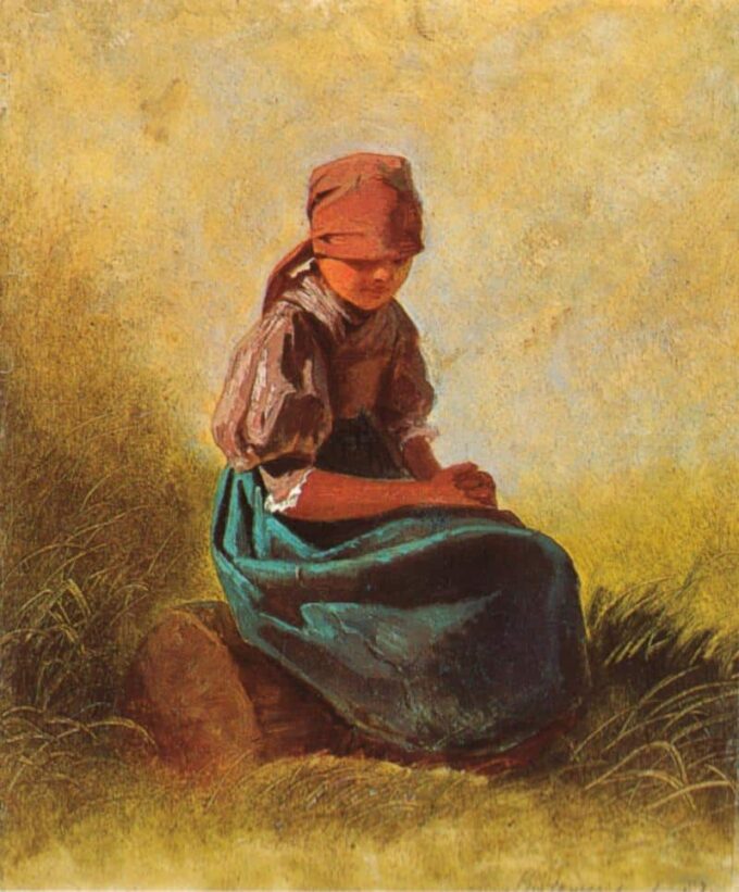 Peasant Girl Sitting with Folded Hands - Carl Spitzweg