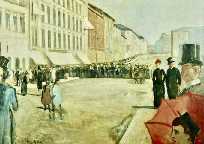 Military Music in Karl-Johann Street - Edvard Munch Oil Painting Reproduction