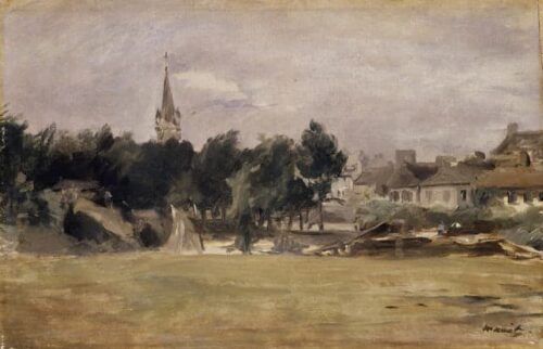 Paysage avec une église de village - Edouard Manet - Reproductions de tableaux et peintures haut de gamme