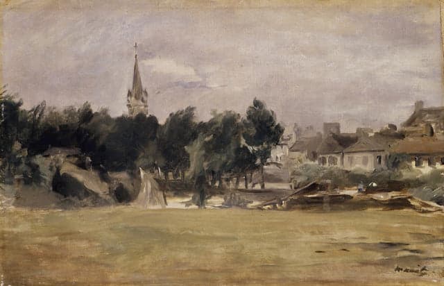 Landscape with a Village Church - Edouard Manet