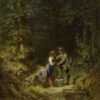 Rencontre dans la forêt (chasseur et laitière au puits de la forêt) - Carl Spitzweg - Reproductions de tableaux et peintures haut de gamme