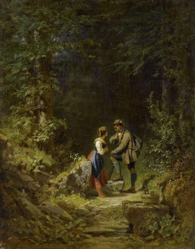 Meeting in the Forest (Hunter and Milkmaid at the Forest Well) - Carl Spitzweg