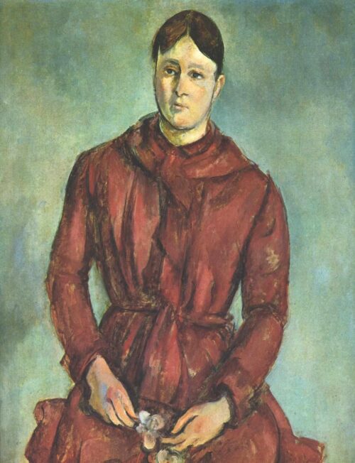 Portrait de Madame Cezanne en robe rouge - Paul Cézanne - Reproductions de tableaux et peintures haut de gamme