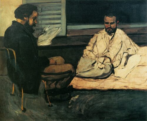 Paul Alexis (1847-1901) lisant un manuscrit à Emile Zola (1840-1902) 1869-70 - Paul Cézanne - Reproductions de tableaux et peintures haut de gamme