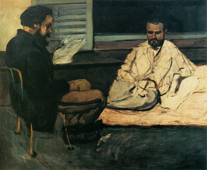 Paul Alexis (1847-1901) reading a manuscript to Emile Zola (1840-1902) 1869-70 - Paul Cézanne