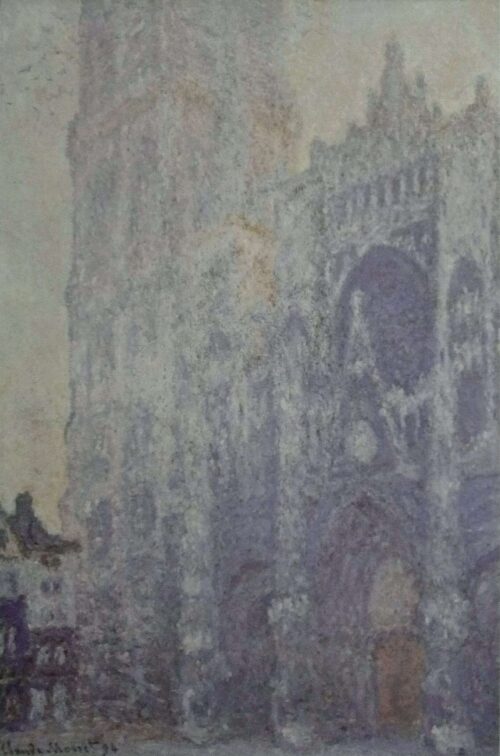 La Cathédrale de Rouen. Le portail et la tour Saint-Romain, effet du matin ; harmonie blanche (W1346) - Claude Monet - Reproductions de tableaux et peintures haut de gamme