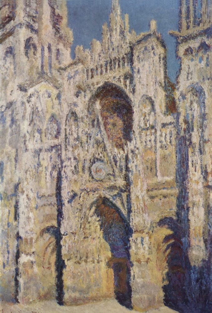 The Cathedral of Rouen. The Portal and the Tower of Saint-Romain, Full Sunlight; Blue and Gold Harmony (W1360) - Claude Monet