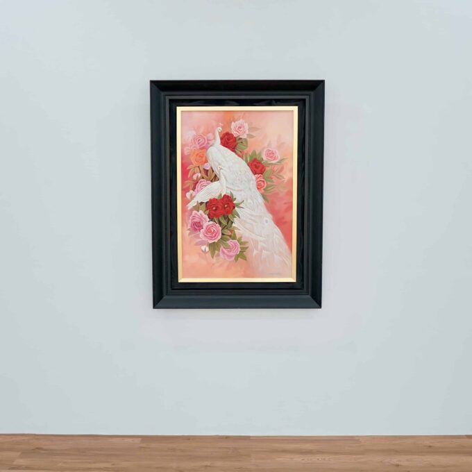 Amour et paon blanc - 60 x 90 cm - Reproductions de tableaux et peintures haut de gamme