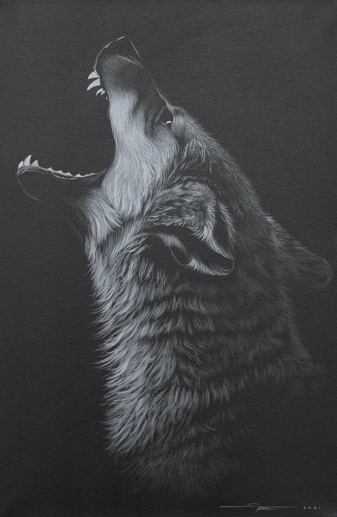 Howling Wolf at the Moon - 40 X 60 cm Oil Painting Reproduction