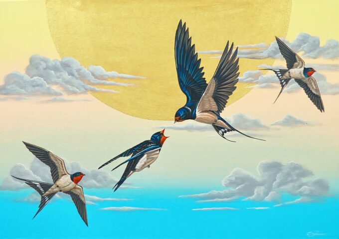 Swallow in the sky - 70 X 50 cm