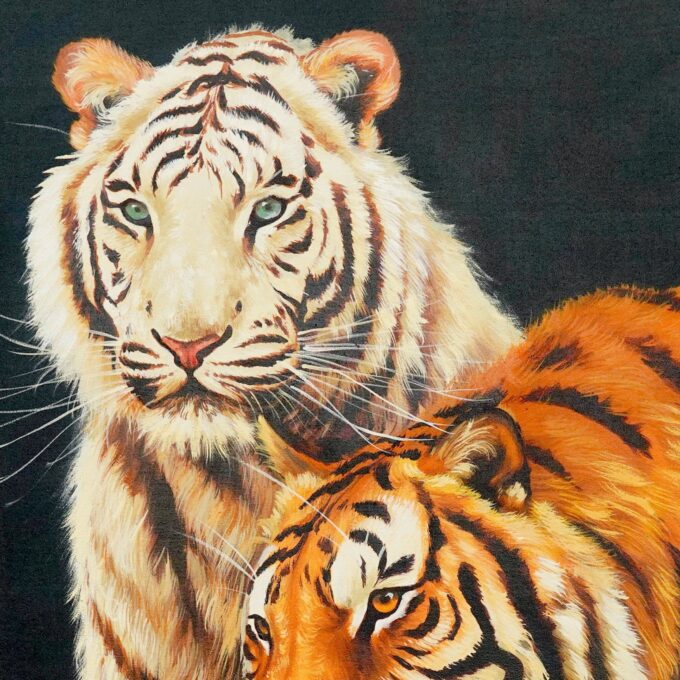 Couple de tigre blanc - 60 X 80 cm - Reproductions de tableaux et peintures haut de gamme