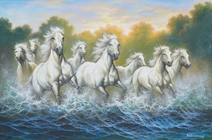 White Horses and Rivers - 90 x 60 cm