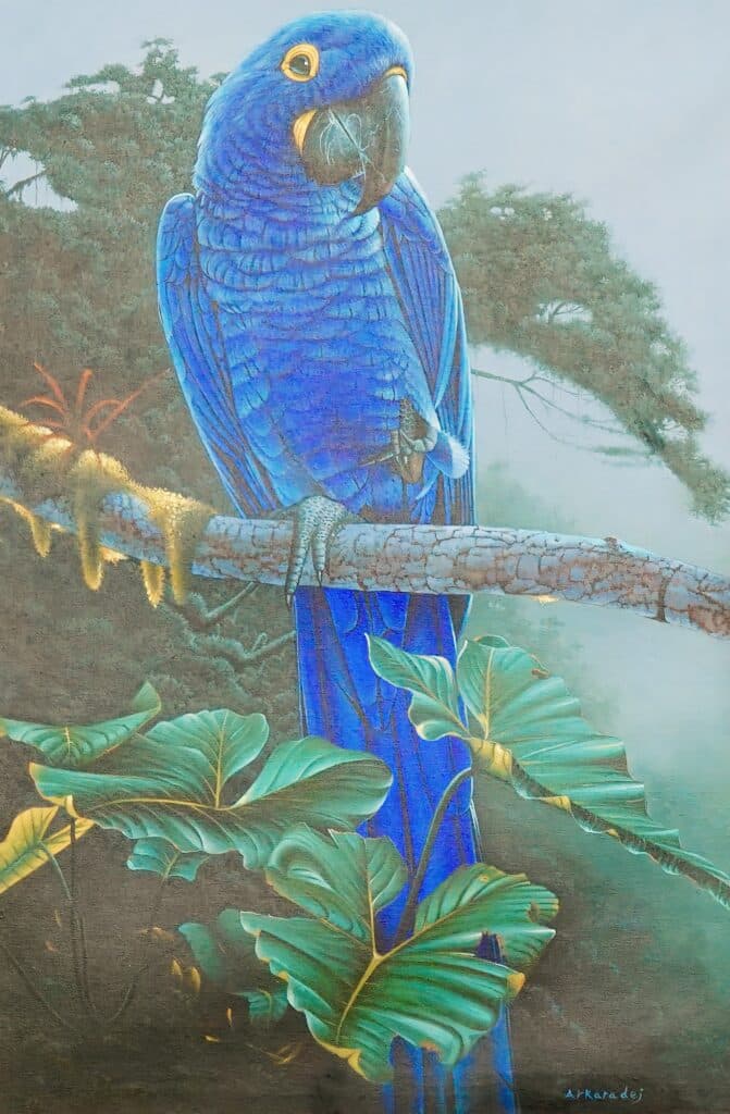 Blue Parrot in the Jungle - 60 x 90 cm