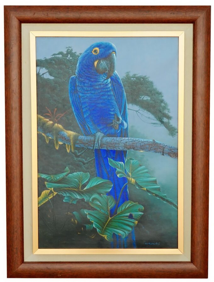 Perroquet bleu dans la jungle - 60 x 90 cm - Reproductions de tableaux et peintures haut de gamme