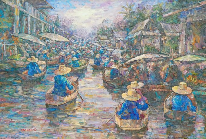 Floating Market II Oil Painting Reproduction - 145 x 105 cm