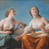 Deux muses, allégorie des cinq sens (dessus de porte) - Louis Jean François Lagrenée - Reproductions de tableaux et peintures haut de gamme