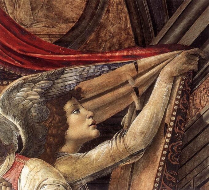 Détail des anges du retable de San Barnaba - Sandro Botticelli - Reproductions de tableaux et peintures haut de gamme