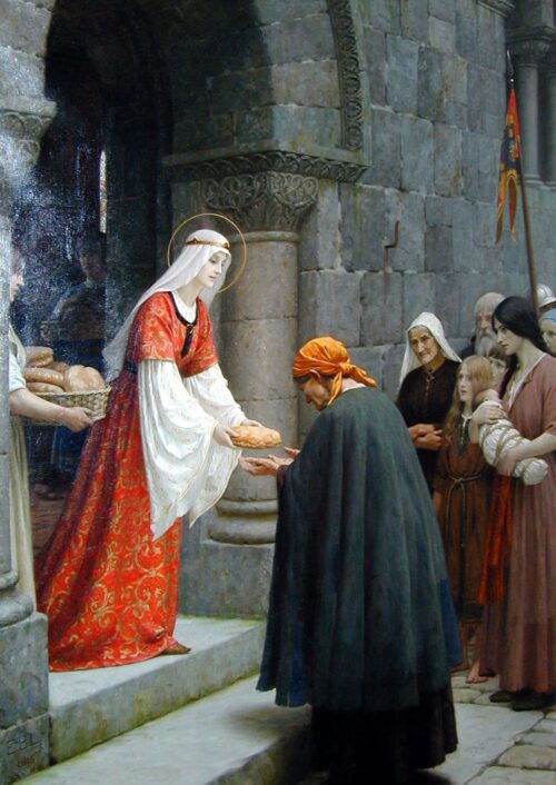 La Charité de Sainte Élisabeth de Hongrie - Edmund Leighton - Reproductions de tableaux et peintures haut de gamme